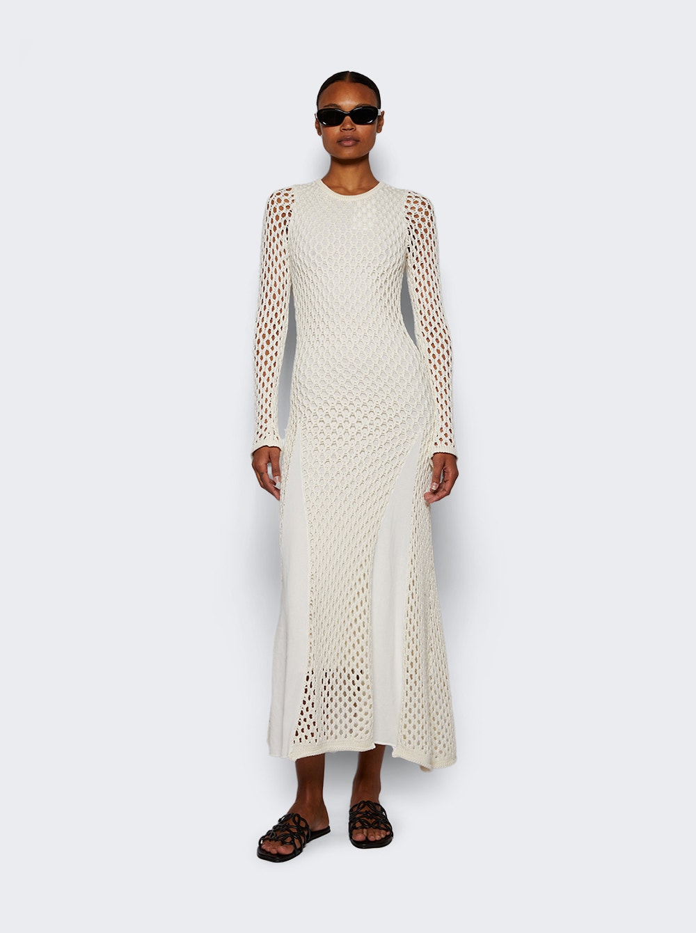 Anansi mesh-panelled dress - White