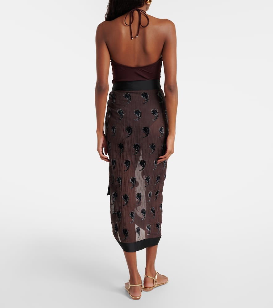 Paisley silk-blend beach cover-up