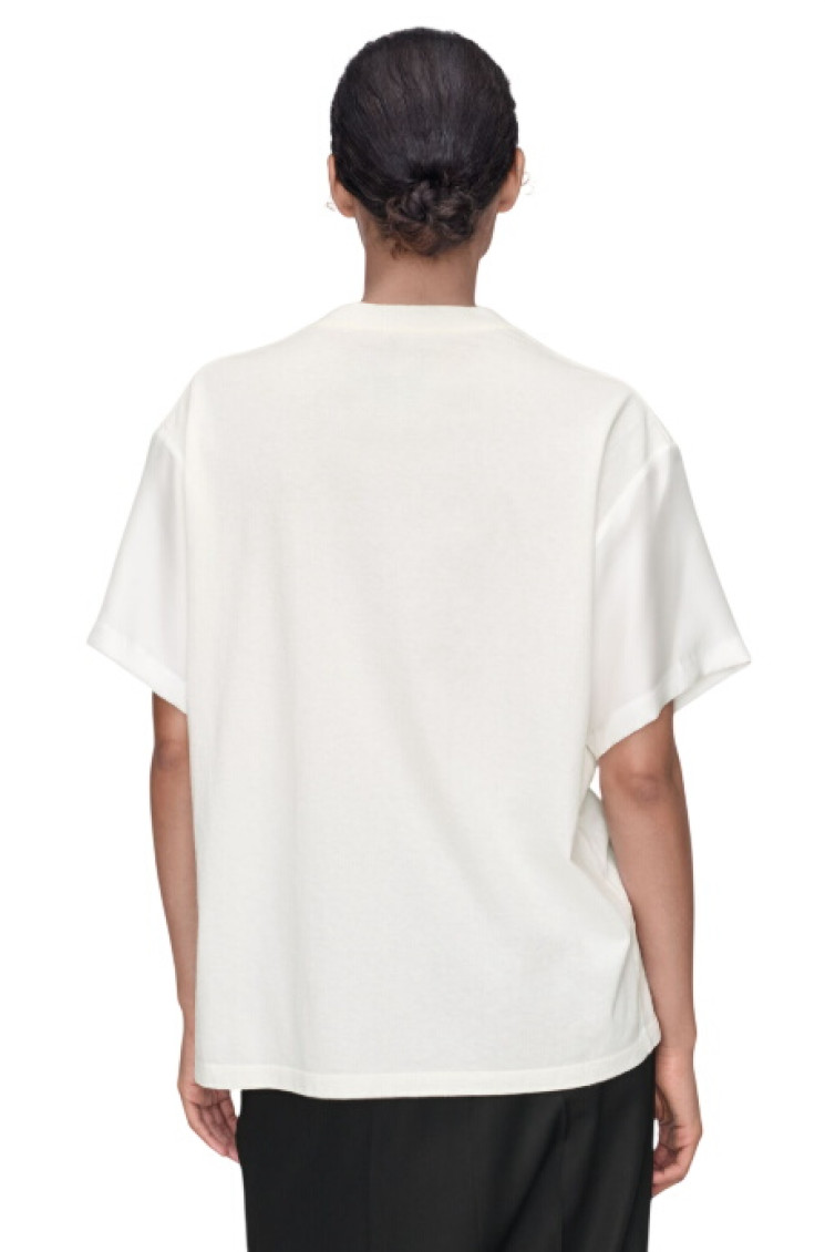 Off White Floral V Neck T-Shirt