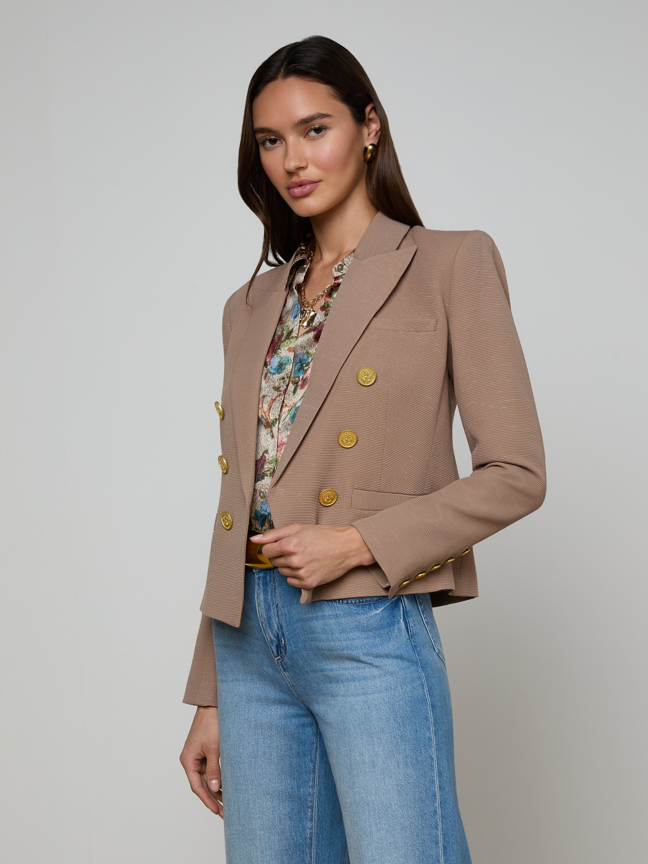 Brooke Blazer In Portabella/multi Floral Tapestry