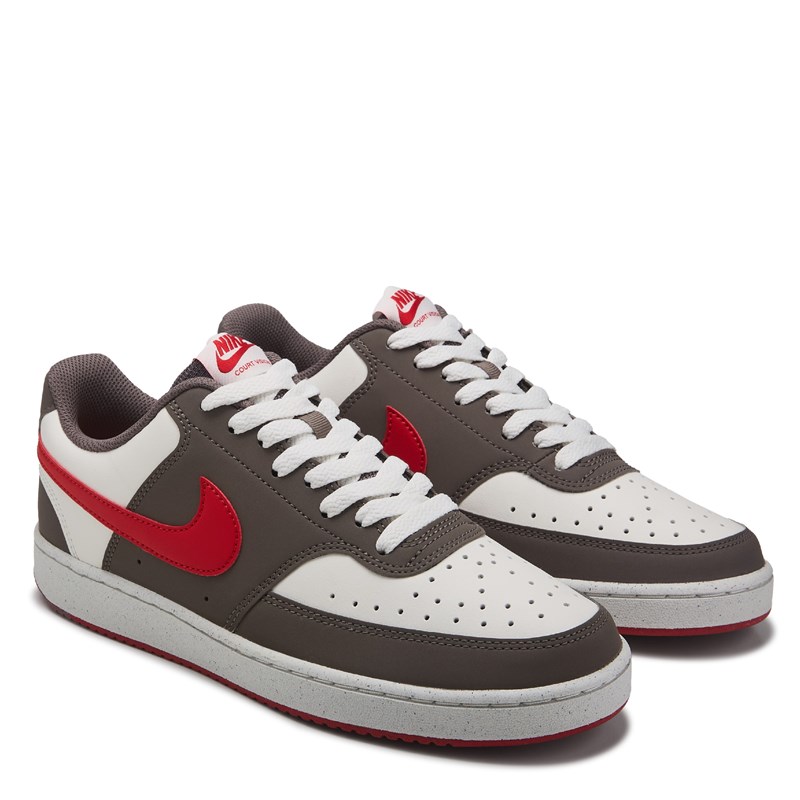 Men's Court Vision Low Sneakers (Off White/Grey/Red)