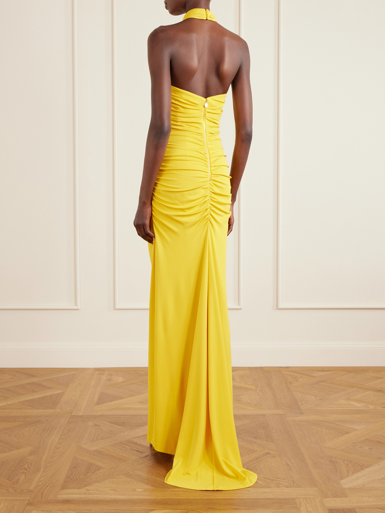 Satin Halterneck Gown - Yellow