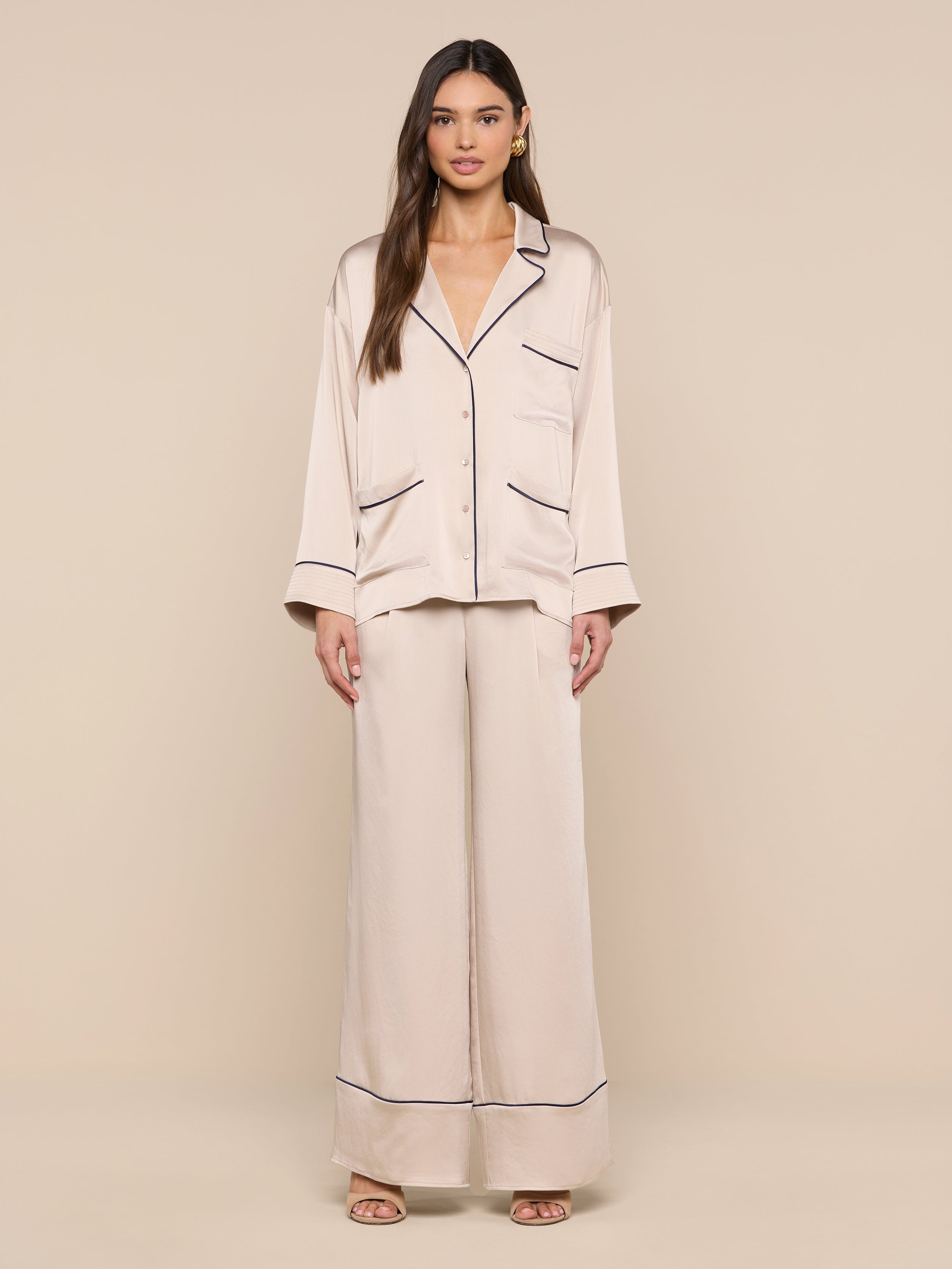 Mara Blouse Top In Champagne/midnight