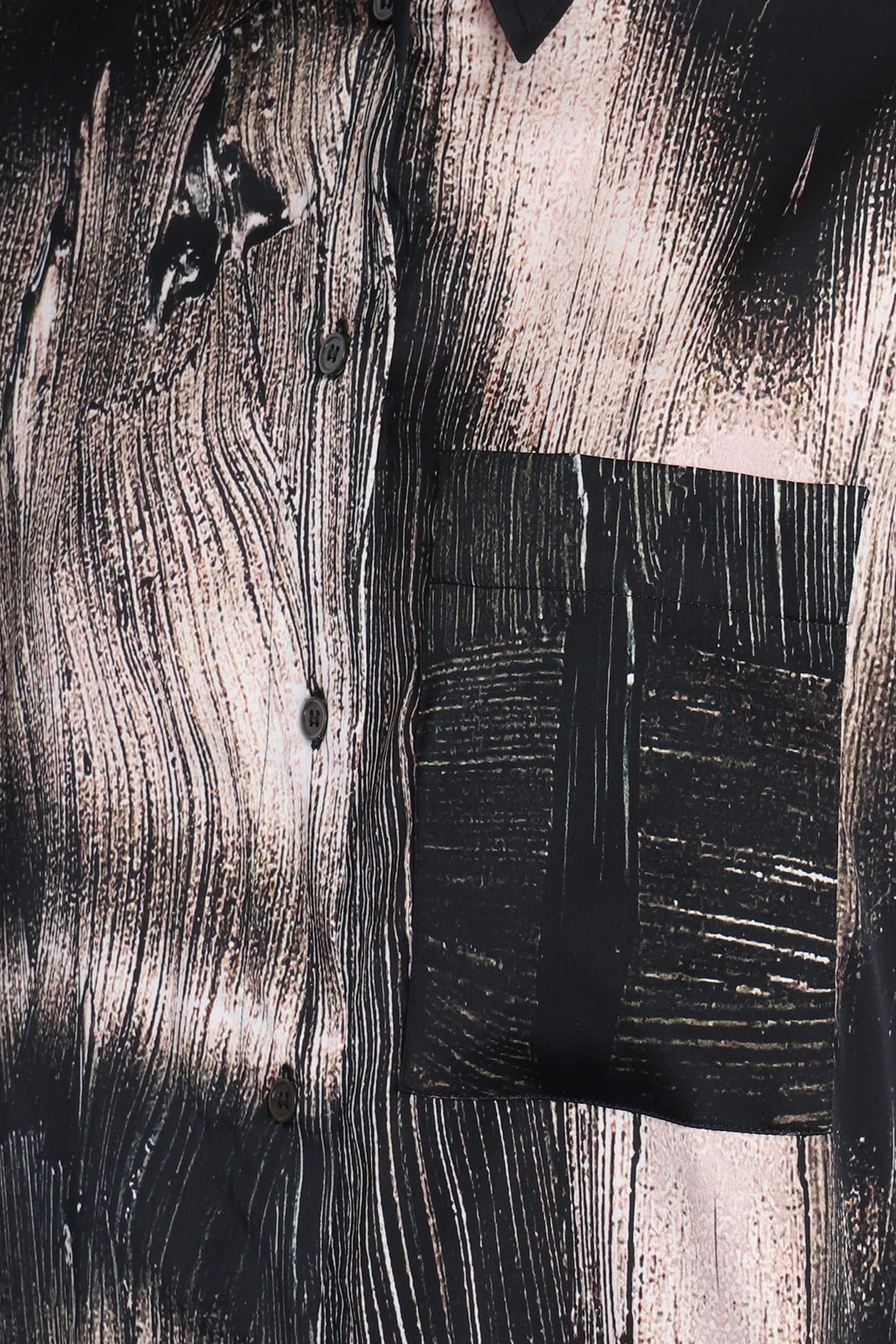 Abstract-pattern stretch-silk shirt - Black