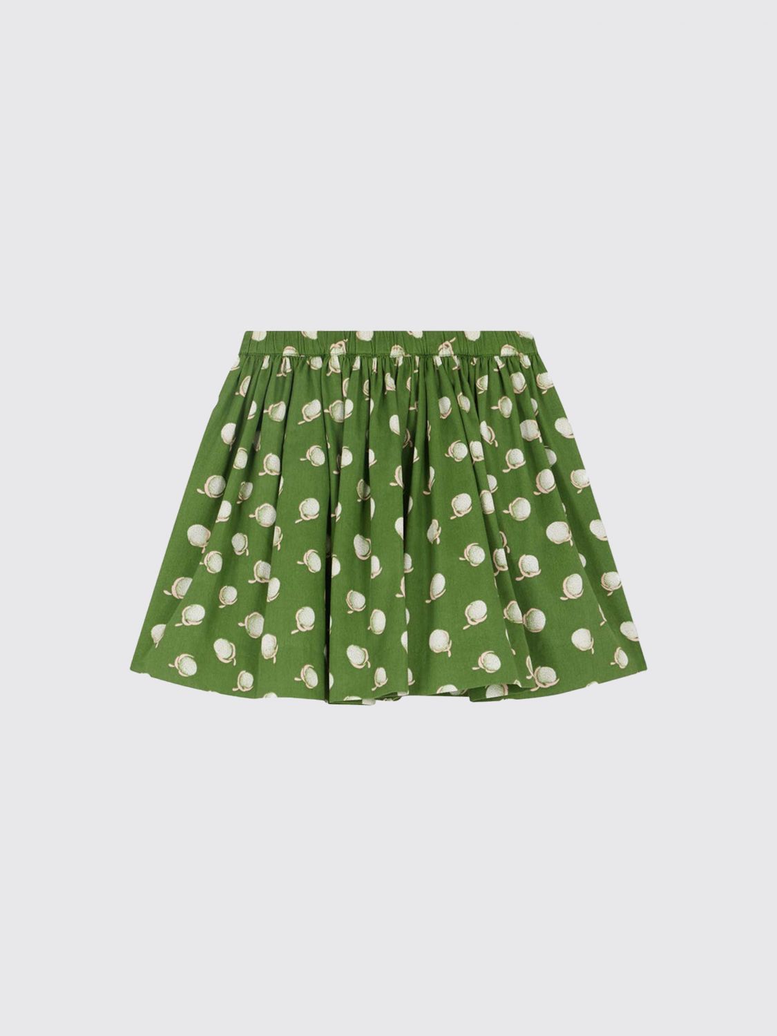 Cotton-print gathered skirt - Green