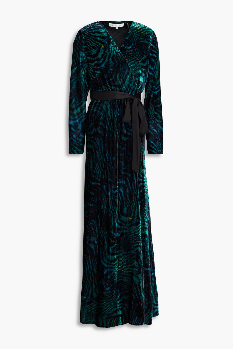 Jareth tiger-print velvet maxi wrap dress