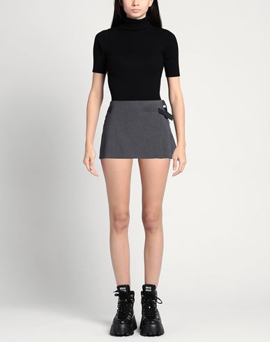 Woman Mini skirt Charcoal Size 2 Polyester, Rayon, Polyurethane