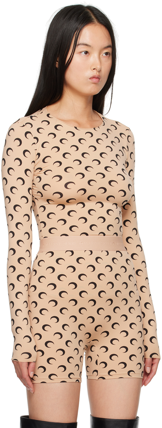 Marine Serre Tan All Over Moon Second Skin Long Sleeve T-Shirt
