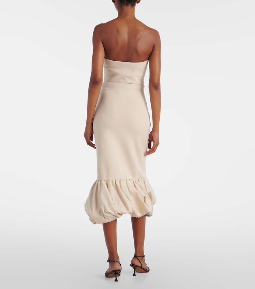 Camille ruffled linen-blend midi skirt