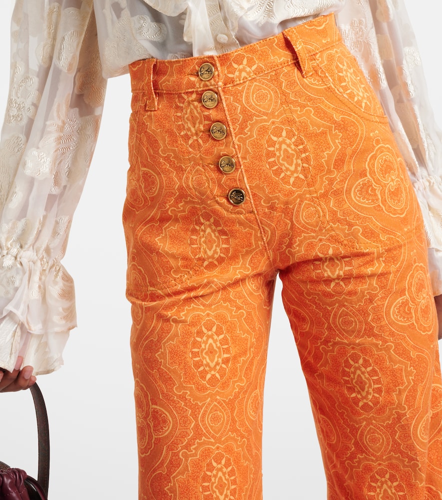 Printed high-rise flared jeans