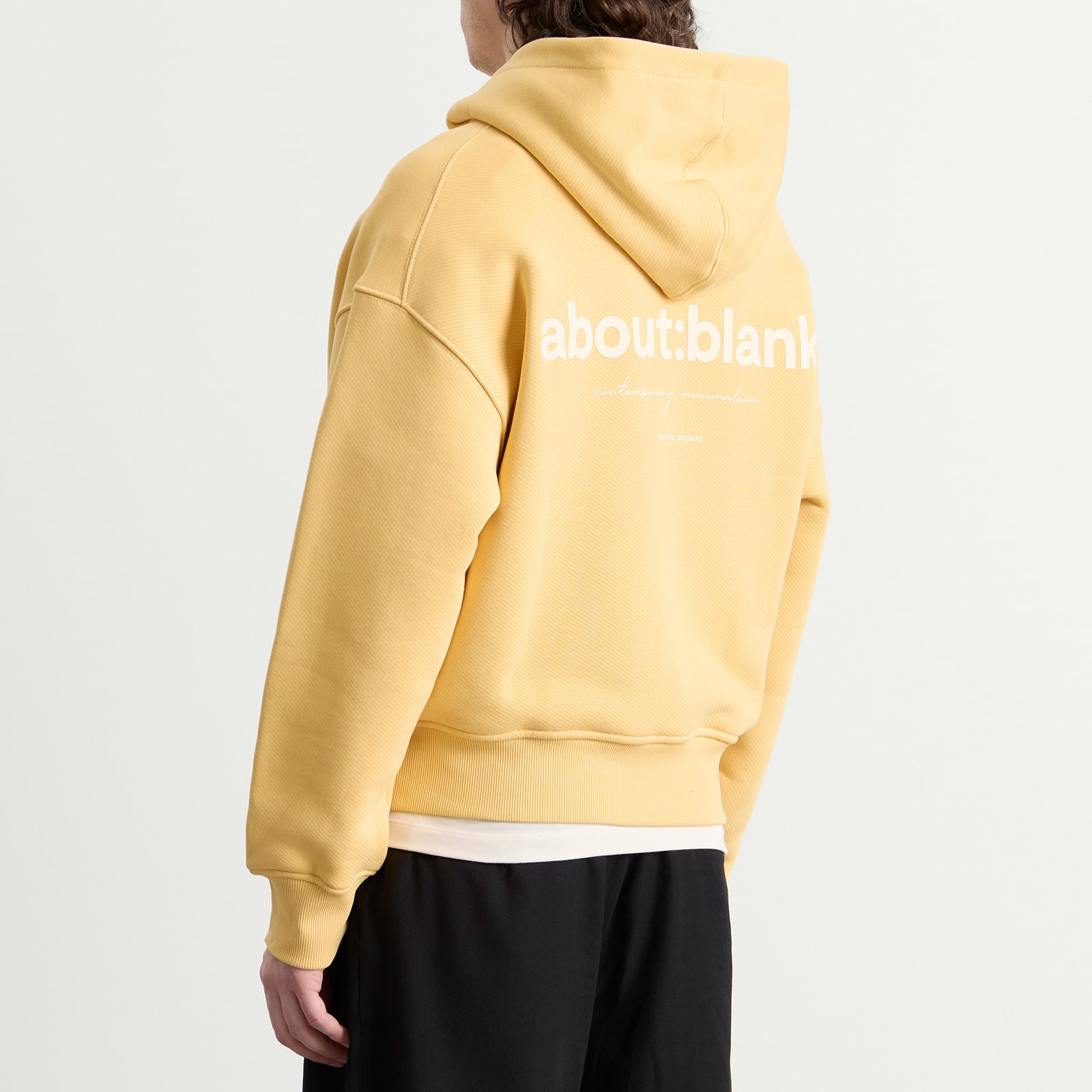 Men's Box Zip Hoodie in Yellow/Ecru
