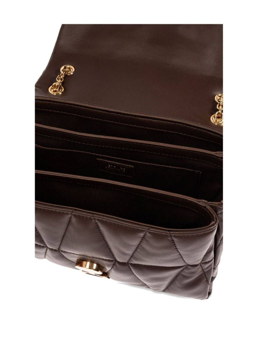 Brown Kleio quilted mini shoulder bag