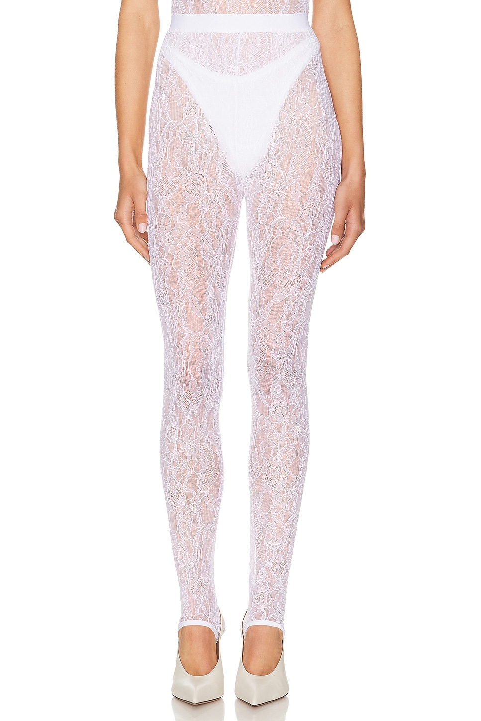 WARDROBE.NYC Lace Stirrup Legging in Black - Black.  XXS also in L, M, S