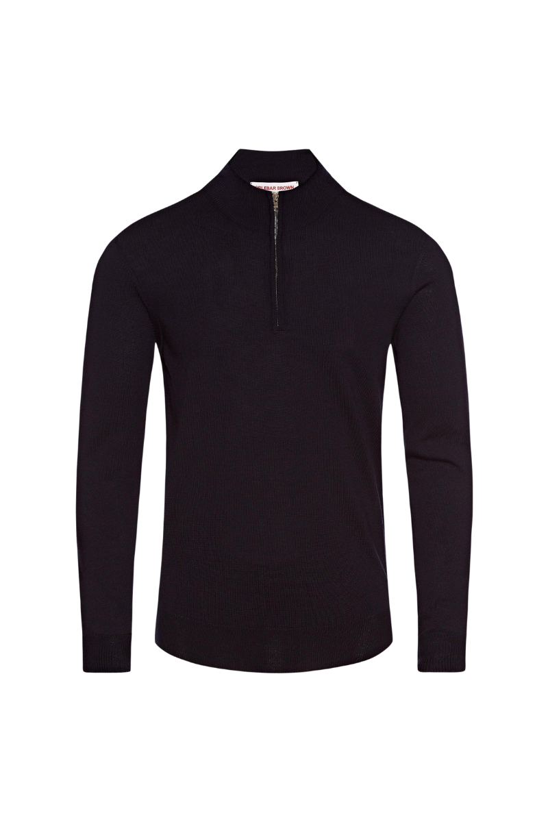 Half-Zip Merino Wool Sweater — Navy