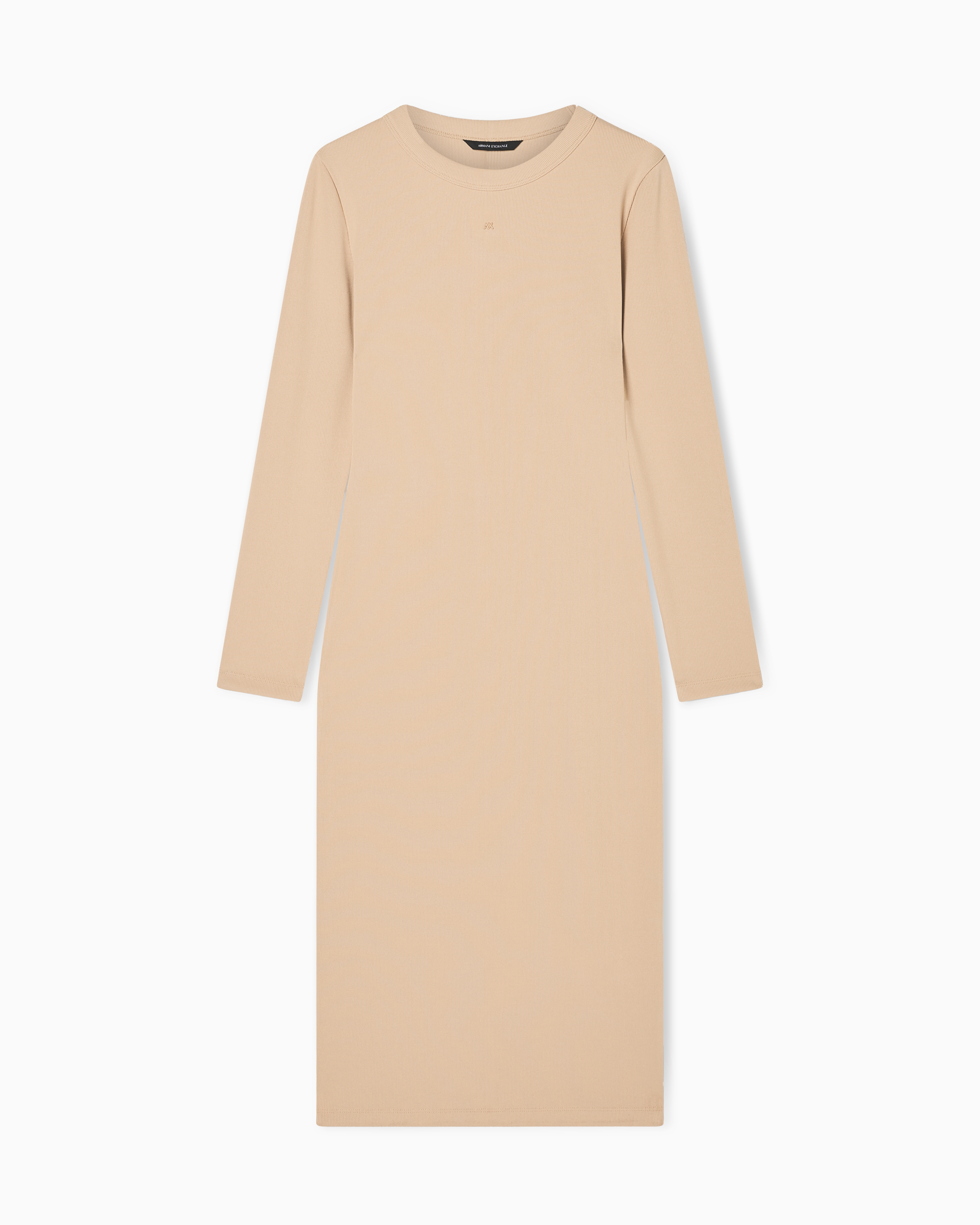 Fitted Midi Dress in Ribbed Jersey with Logo