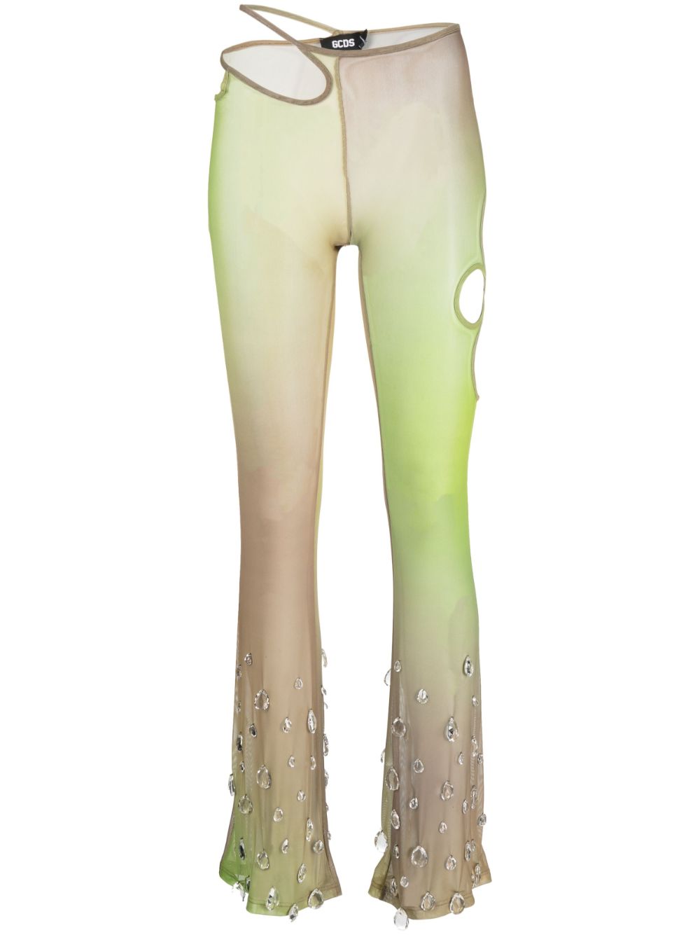 Sita crystal-drop tulle trousers - Green