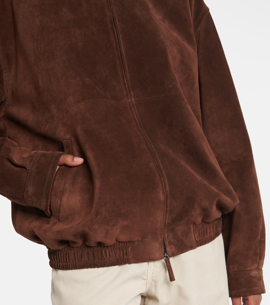 The Row Roana suede bomber jacket