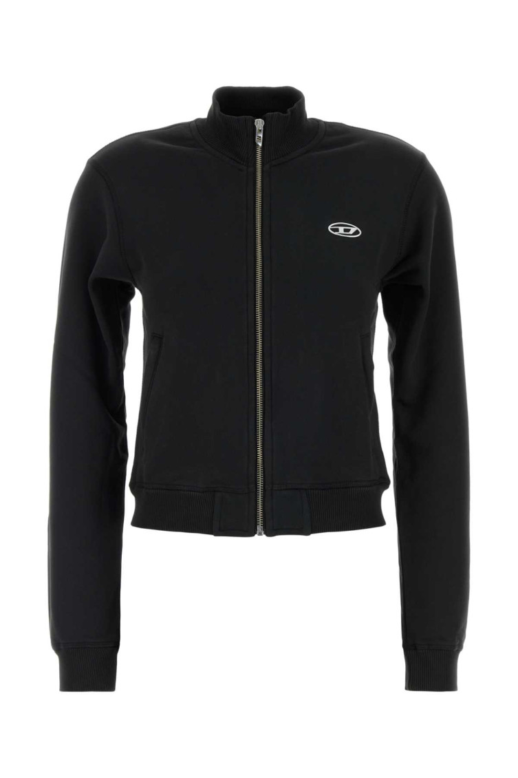 Zipped sweatshirt with silver Oval D - Sweaters - Woman - Black