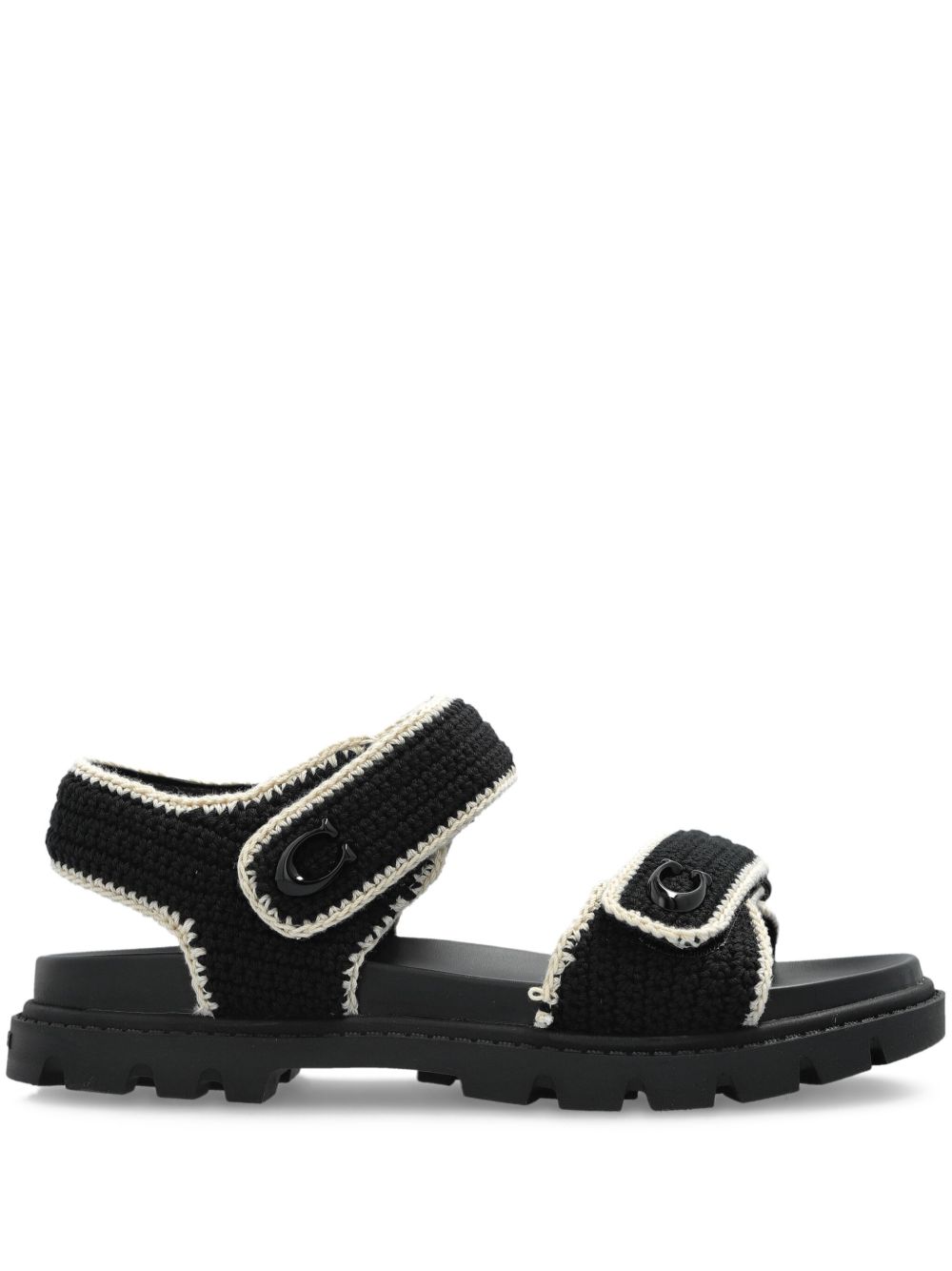 Brynn crochet double-strap sandals - Black