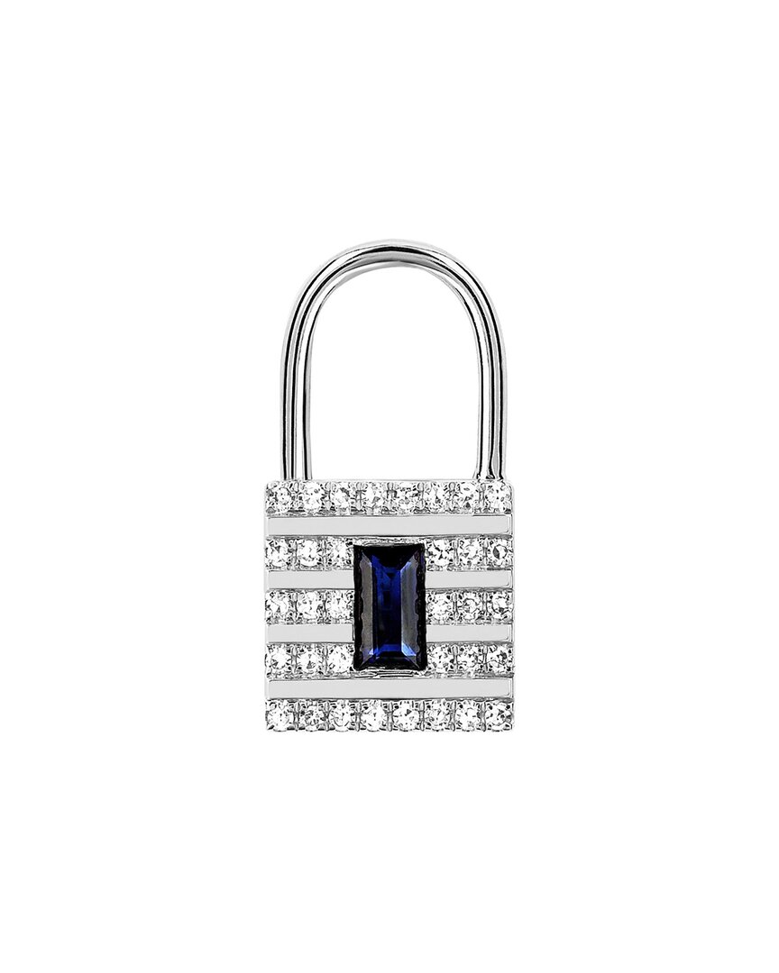 14K 1.77 ct. tw. Diamond & Blue Sapphire Lock Single Earring