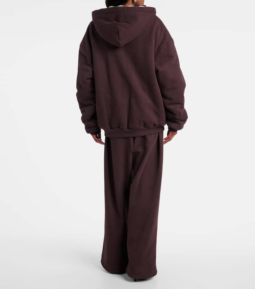 Crochet-trimmed cotton zip-up hoodie