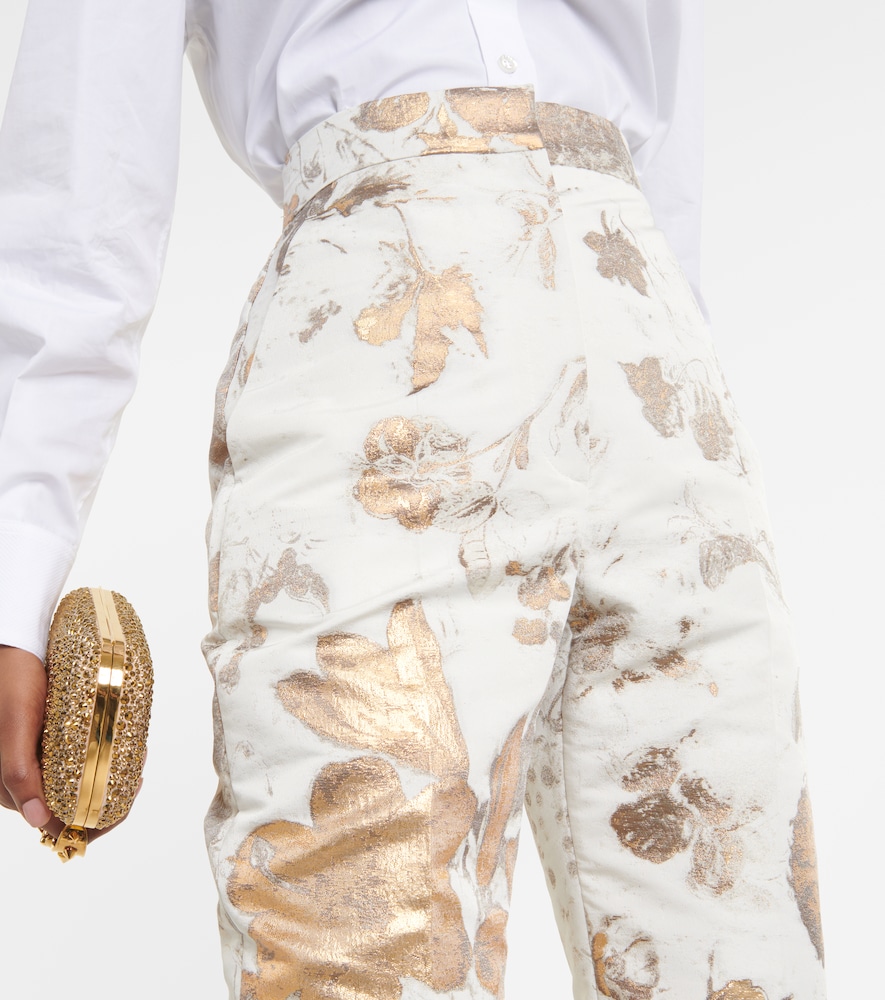 High-rise brocade slim pants