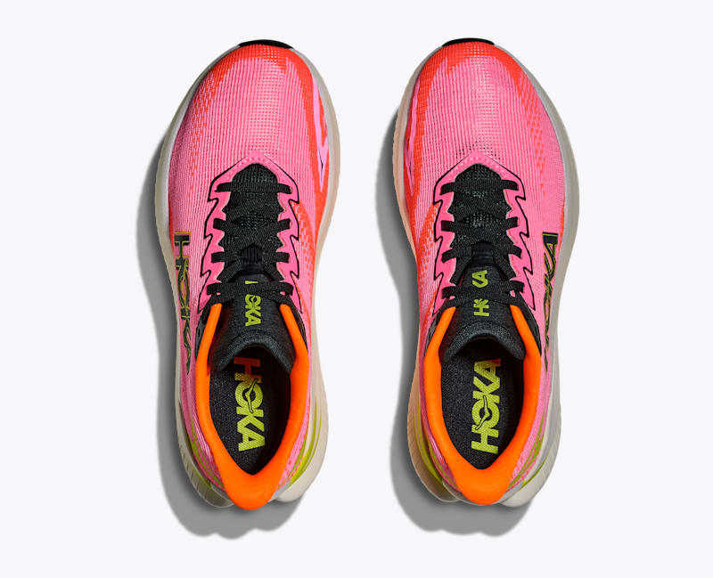 HOKA Women's Mach X 3 Shoes in Neon Rose/Neon Tangerine