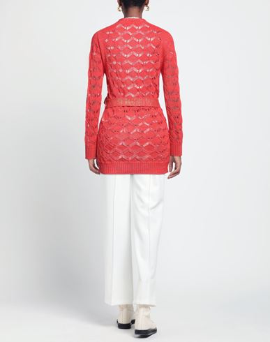 Pink Memories Woman Cardigan Red Size 4 Cotton, Acrylic, Metallic Polyester, Polyamide