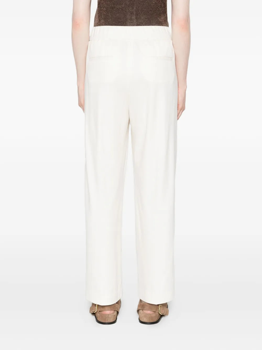 Pleated Wide-Leg Trousers — Off-White