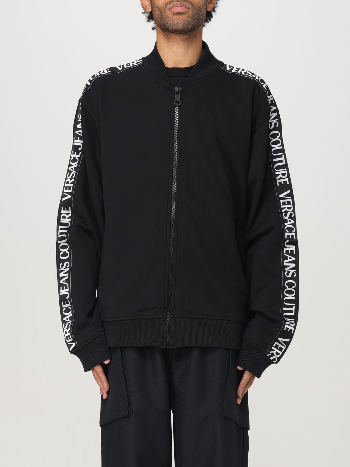 Logo-trim zip-up sweatshirt - Black
