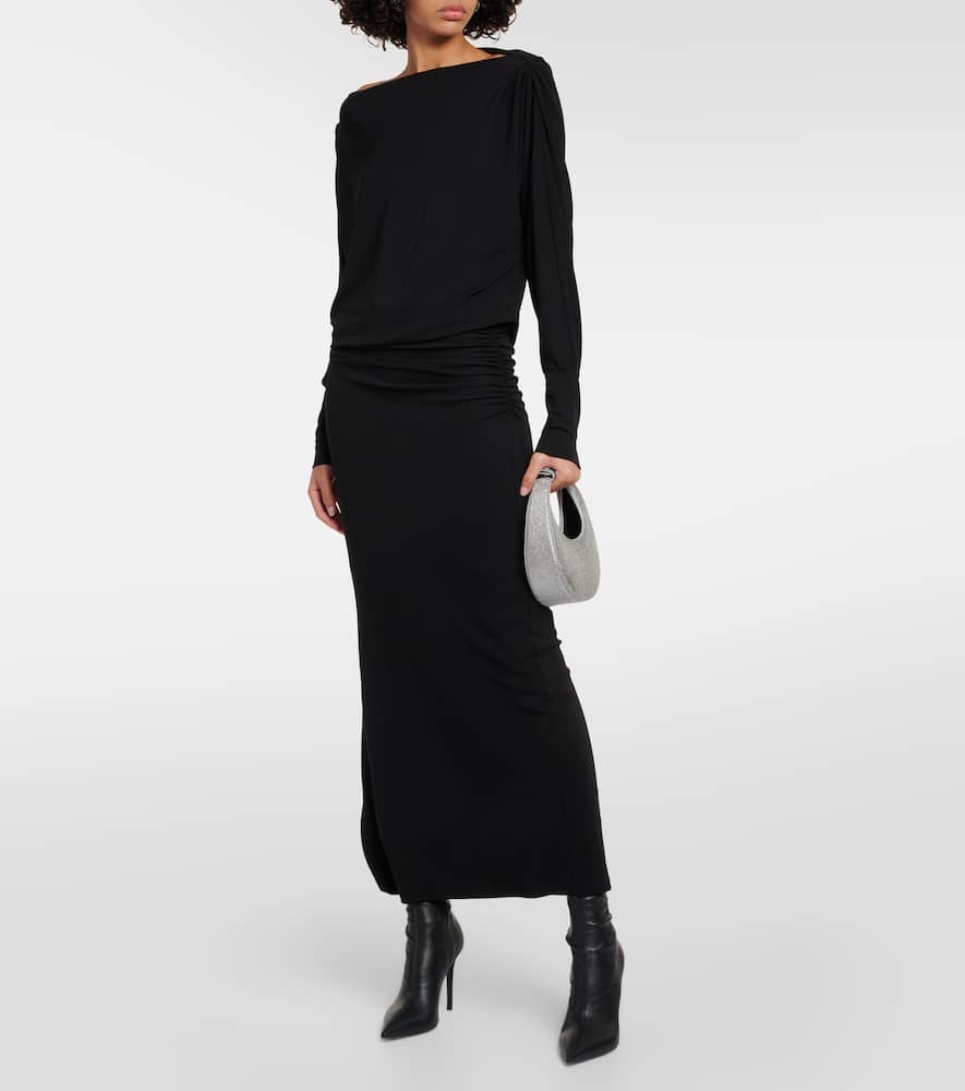 Hilton ruched jersey midi skirt