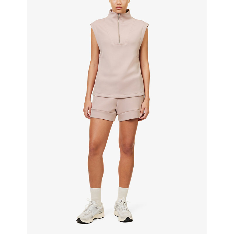 Womens Ice Mauve Magnolia Half-zip Relaxed-fit Stretch-woven top S
