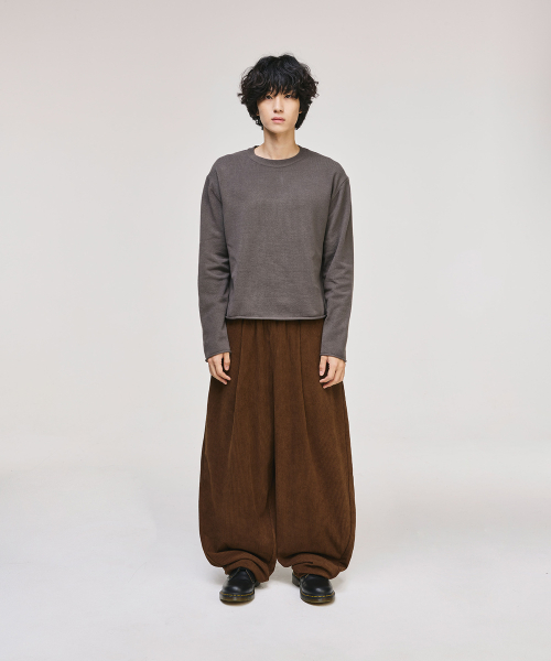 Curved Corduroy Banding Pants