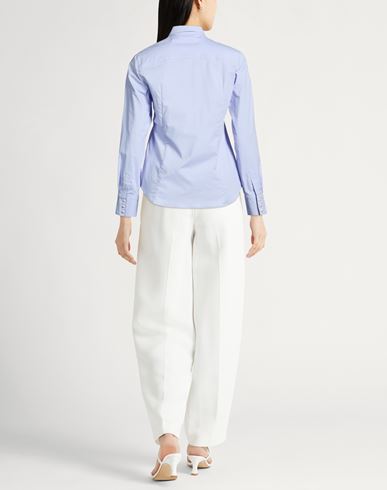Woman Shirt Azure Size 8 Cotton, Elastane