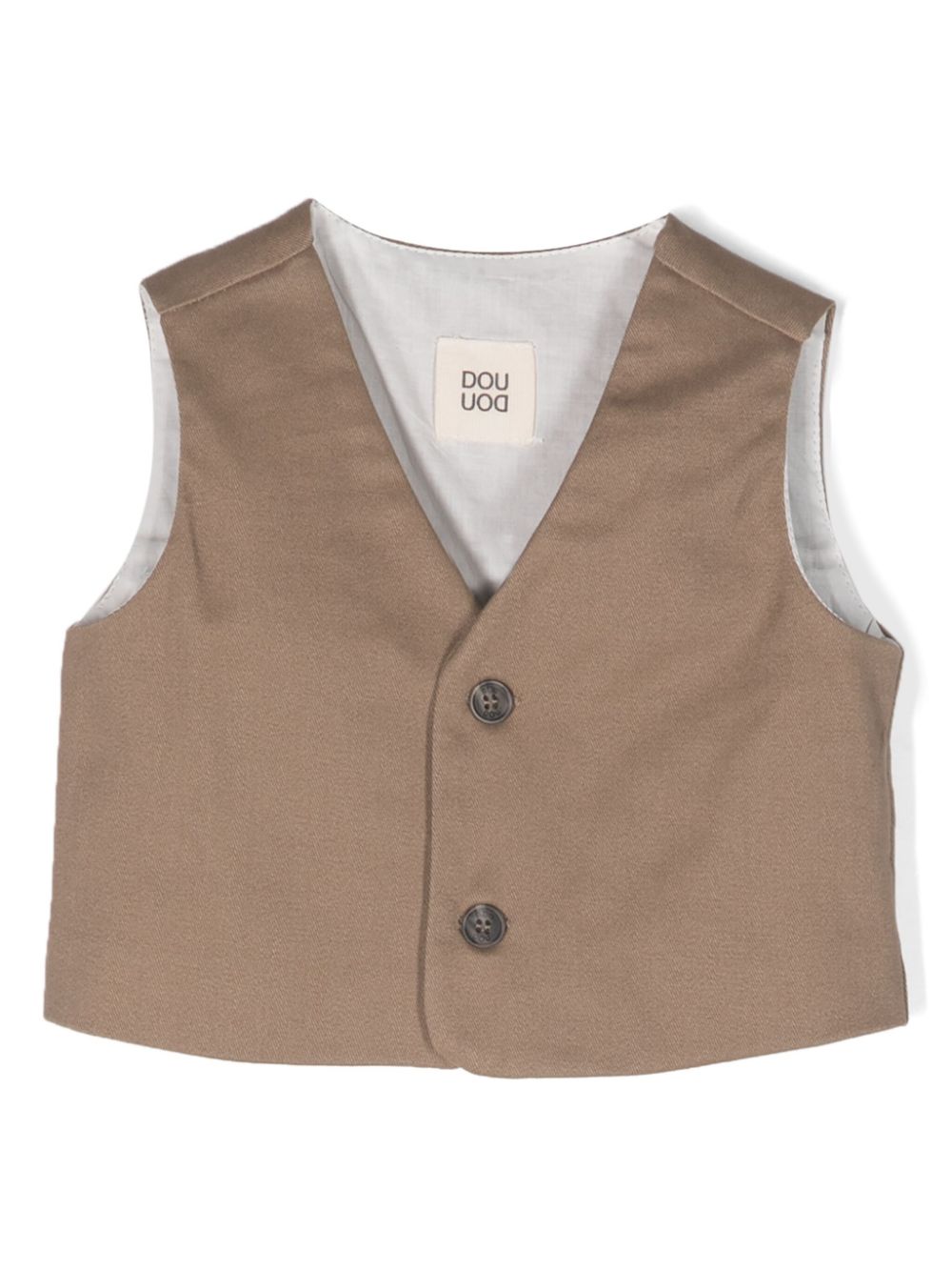 Logo-print twill-weave waistcoat - Brown
