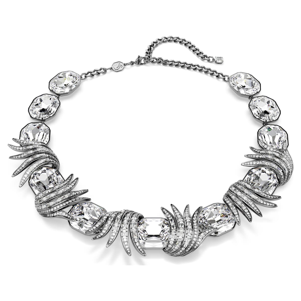 The Vienna Collection necklace, Feather, White, Ruthenium plated