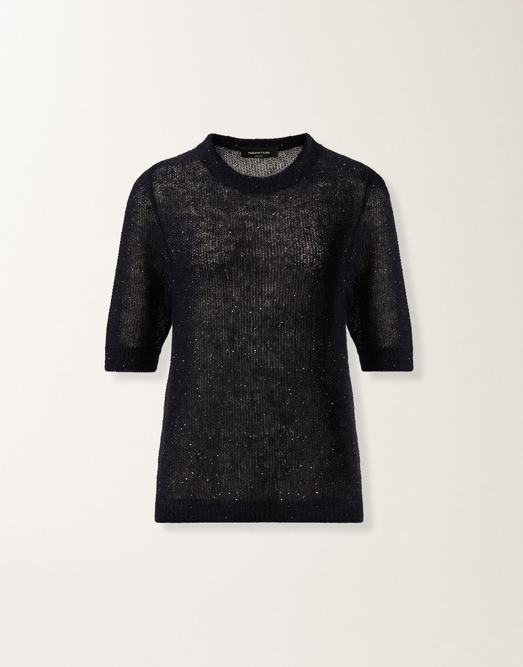 Midnight blue mohair sweater with sequins