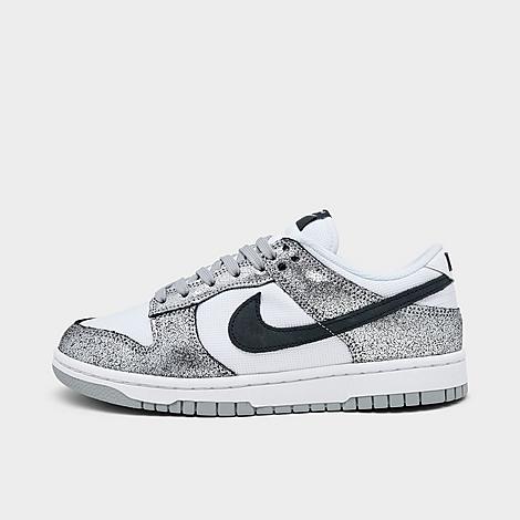 Women's Dunk Low SE Casual Shoes in Metallic Silver/Off Noir/White