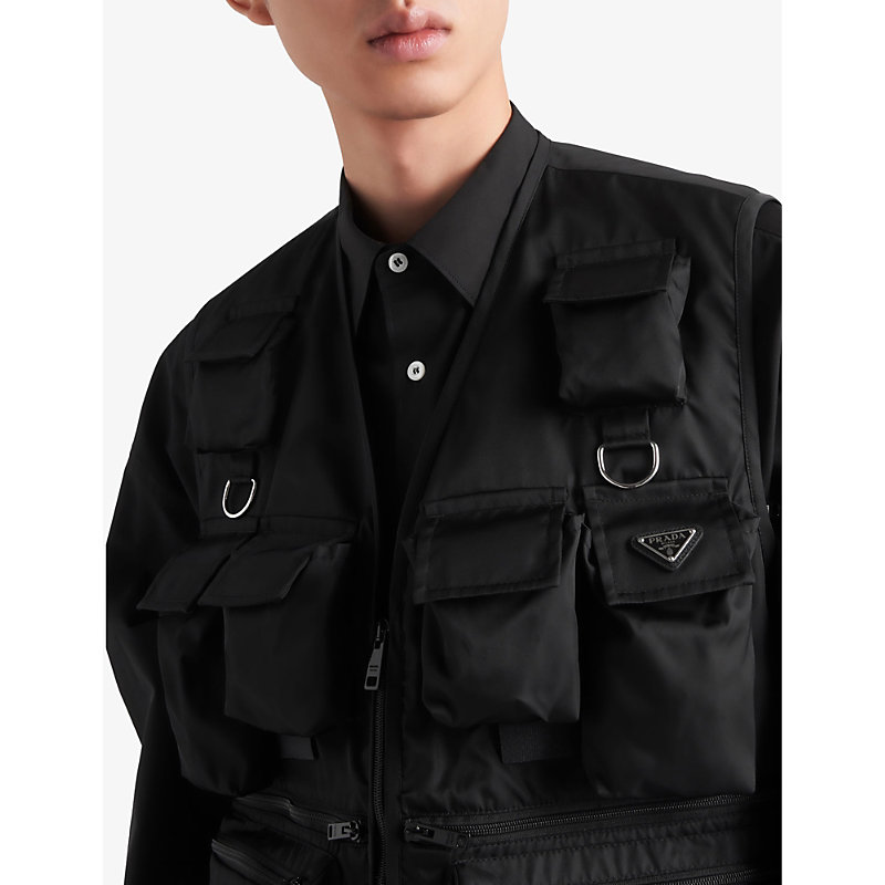 Mens Black Logo-print Quilted-pattern Re-Nylon Vest