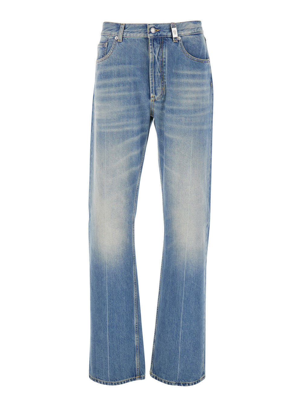 High-Waisted Cotton Jeans — Blue