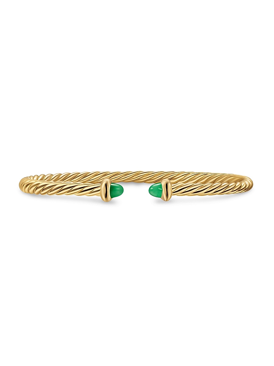 Women's Micro Cablespira Flex Teen Bracelet in 18K Yellow Gold - Emerald