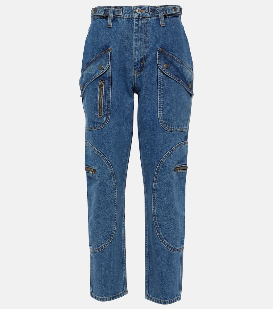 Racer high-rise tapered cargo jeans