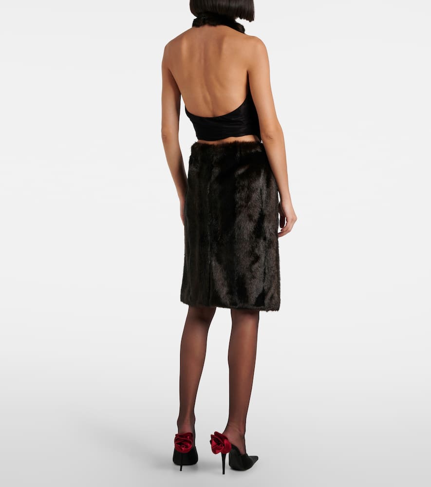 Faux fur midi skirt