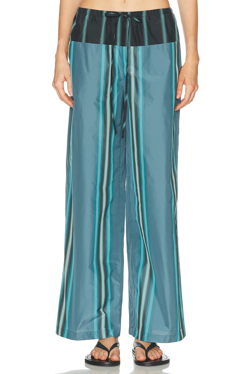 Staud Mateo Pant in Marina Stripe Multi - Blue. L also in M
