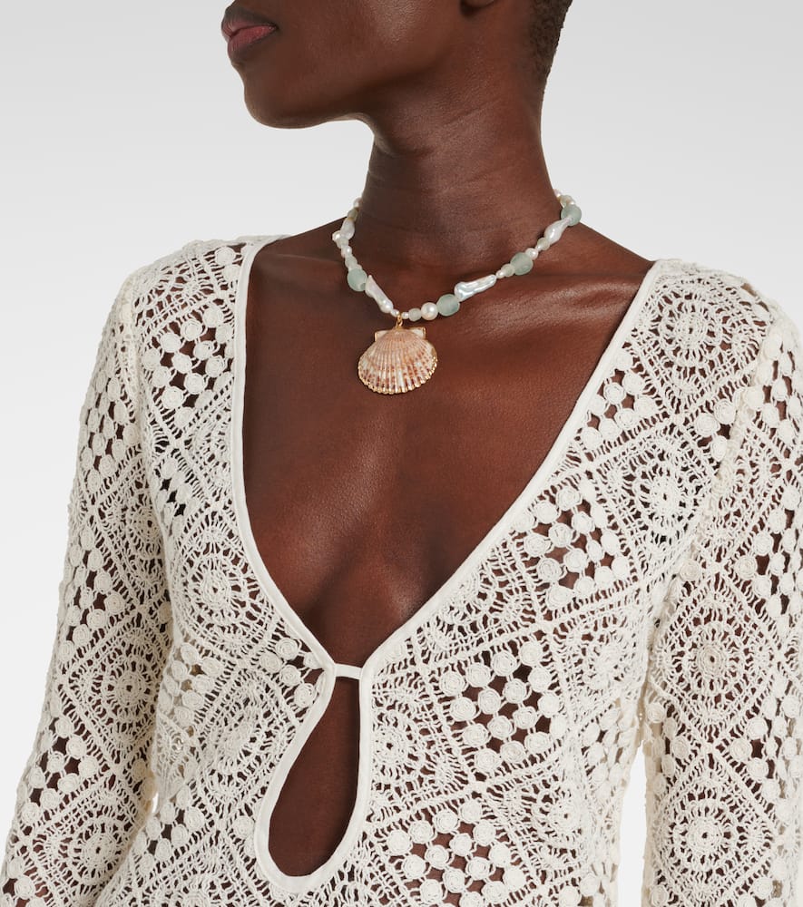 Rayure crochet cotton minidress