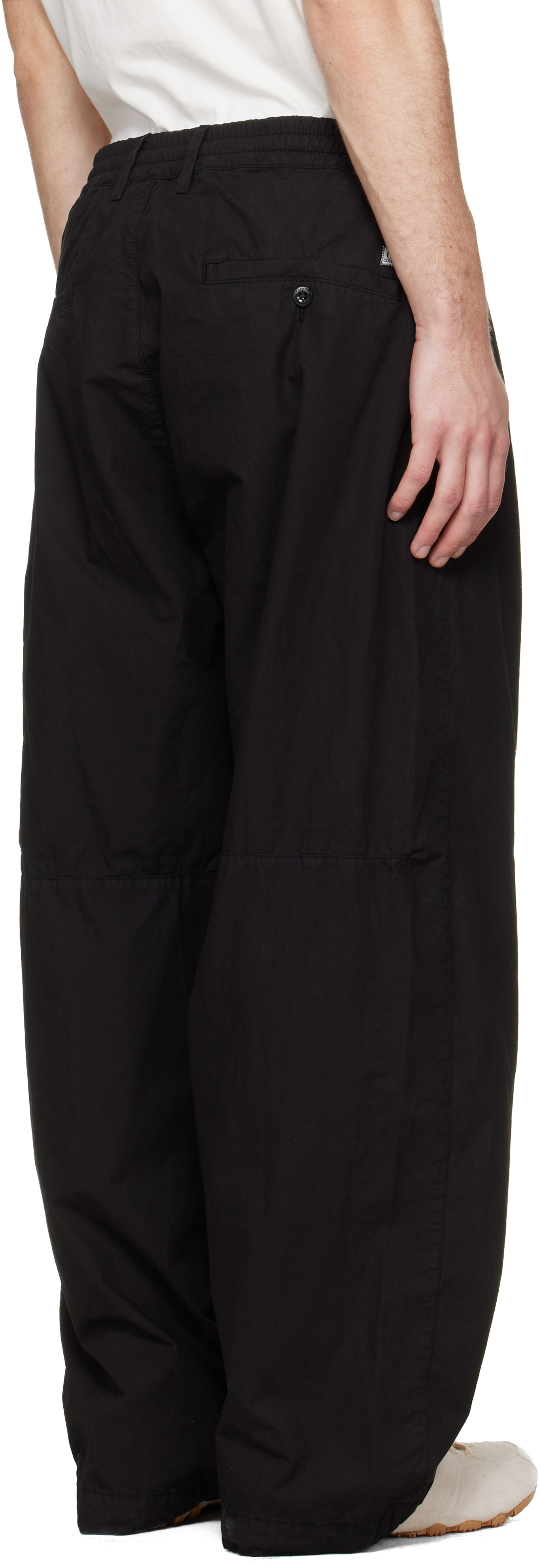 Black Micro-Reps Boxy Leg Pocket Lens Pants