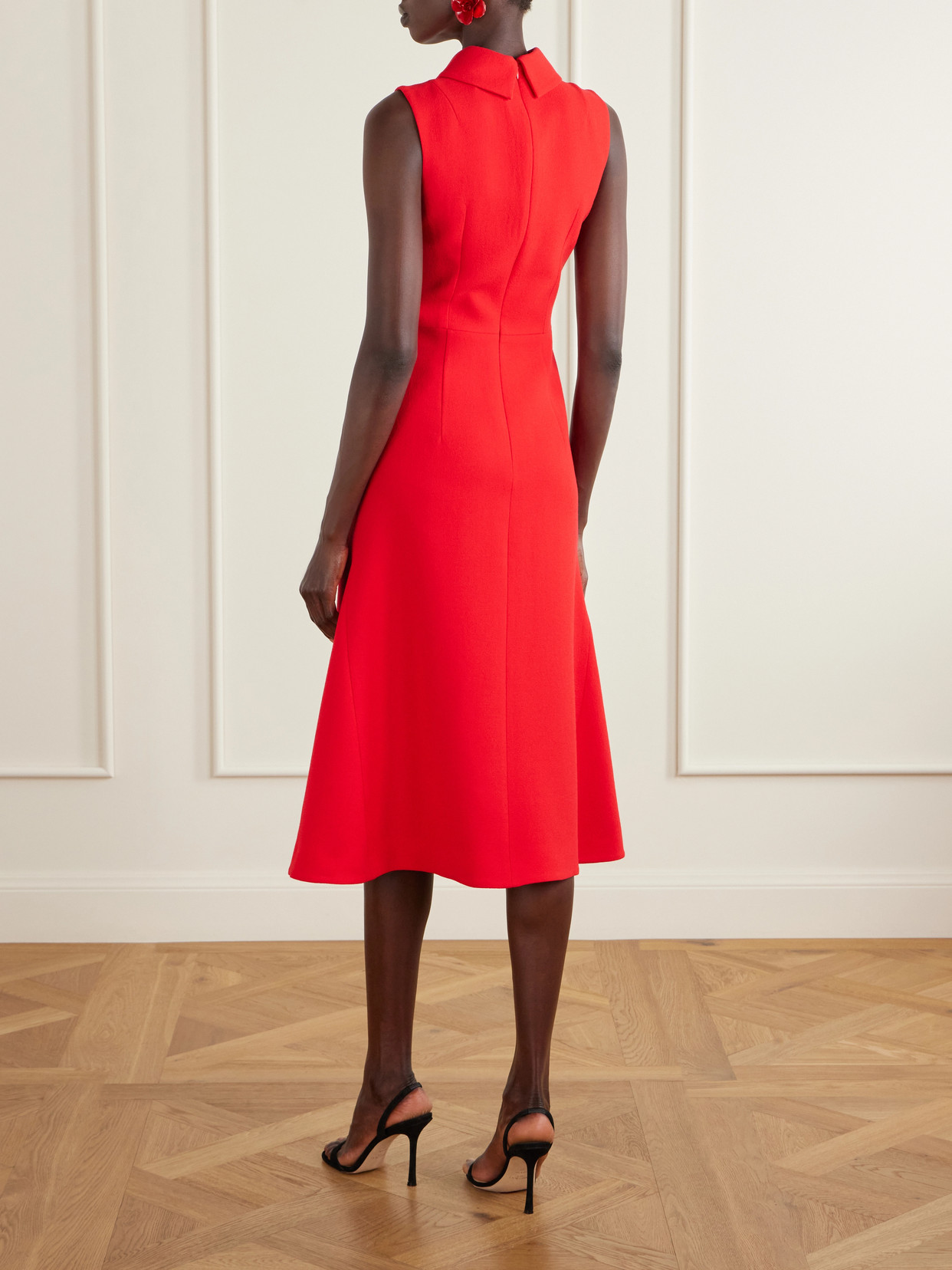 Leontine Wool-crepe Midi Dress - Red