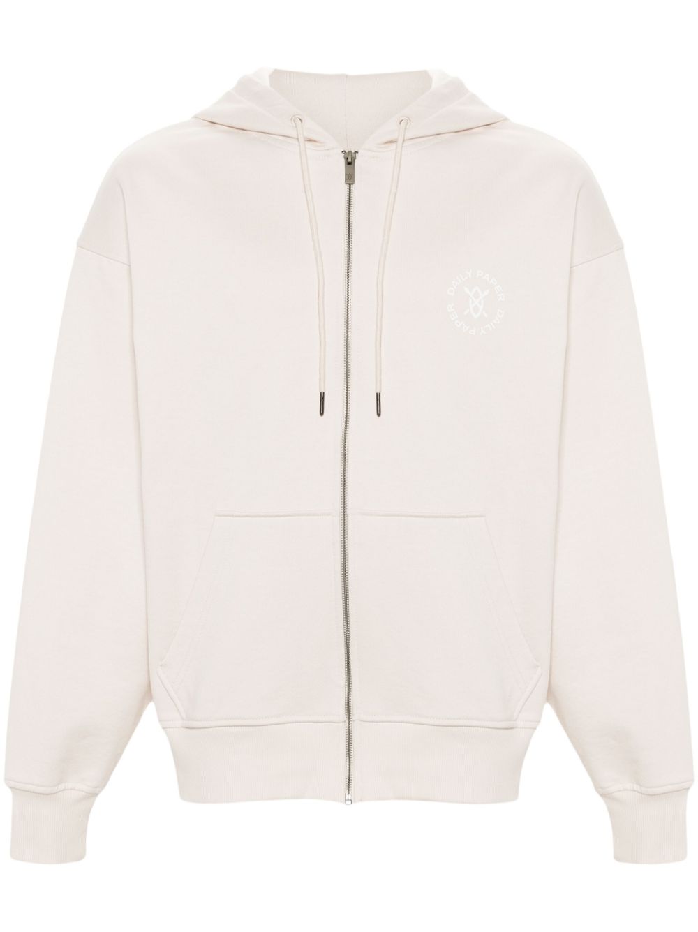 Circle cotton zip-up hoodie - Neutrals