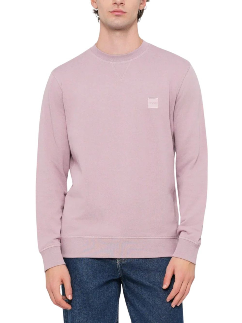 Purple Solid Crew Neck Sweatshirt