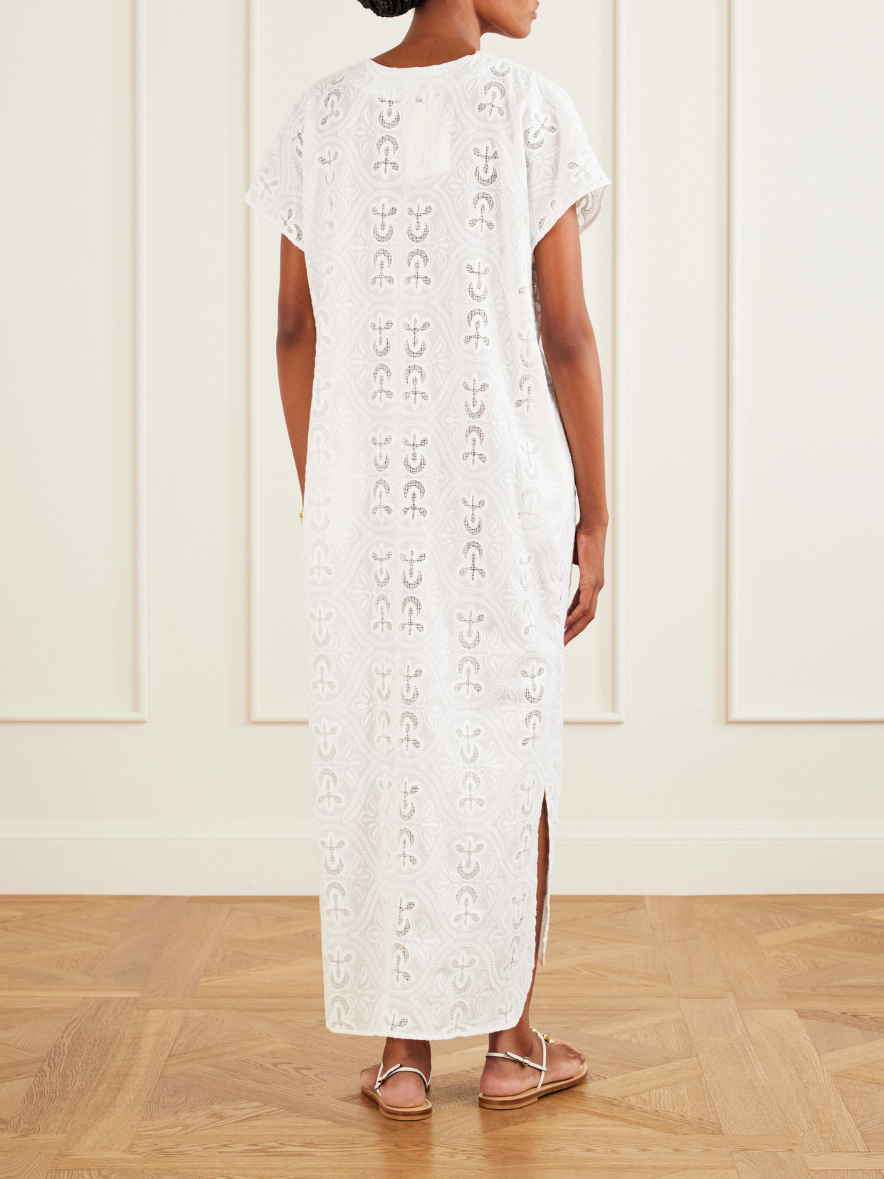 Yuna Embroidered Cotton-blend Midi Dress - White
